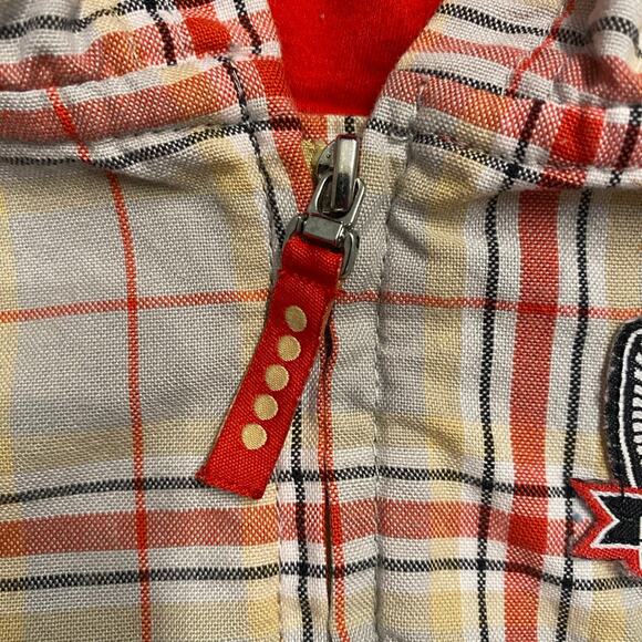 Coogi Baby Plaid Zip Up Vest with Pockets and Hood Red Yellow Grey 3-6 months - Picture 4 of 6